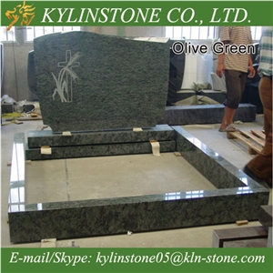 Olive Green Granite Monuments, Green Granite Design Tombstones