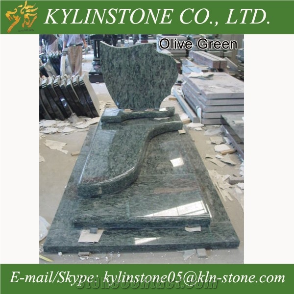 Olive Green Granite Monuments, Green Granite Design Tombstones