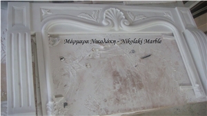 Dionyssos White Marble Hand Carved Fireplace Greece