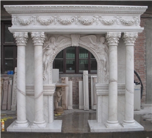 China Pure White Pillars and Mantle, Pure White Marble Column