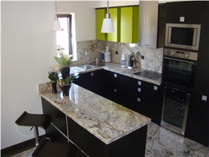 Gold Silver Granite Kitchen Countertop, Beige Granite Vanity Tops Brazil