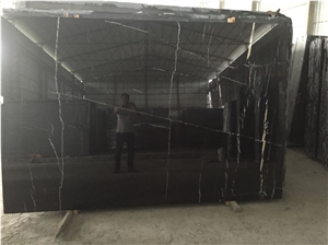 Nero Marquina Black Marble Tiles & Slabs, China Black Marble