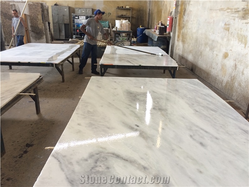 Shadow Storm White Marble Slabs