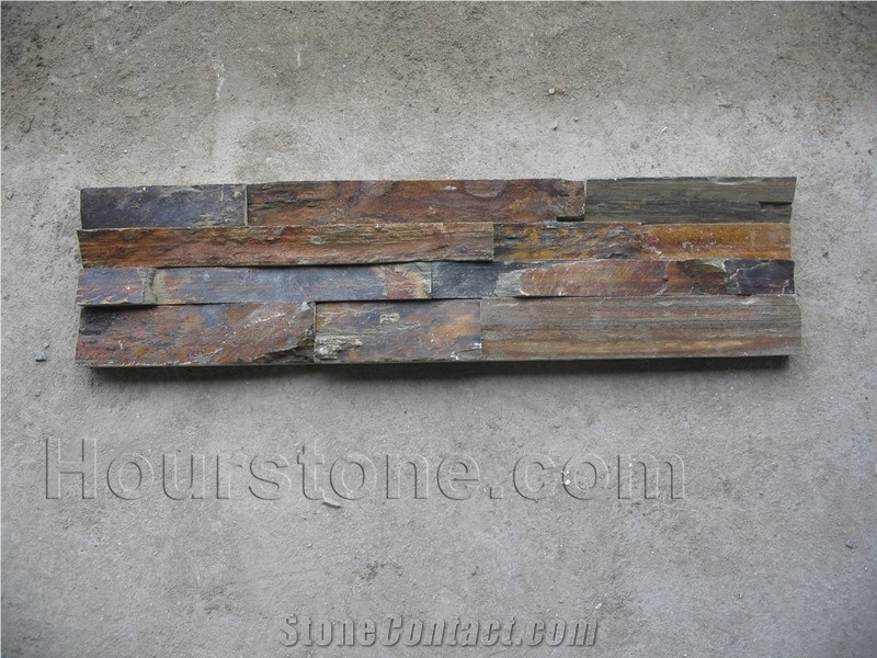 China Rustic Slate Cultured Stone,Culture Stone, Rust Slate,Natural Surface,Multicolor,Brown,Wall Cladding/Covering,Wall Panel