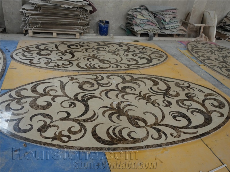 Water Jet Marble Polished Medallion, Interior Stone, for Decoration, Internal Floor or Wall Covering