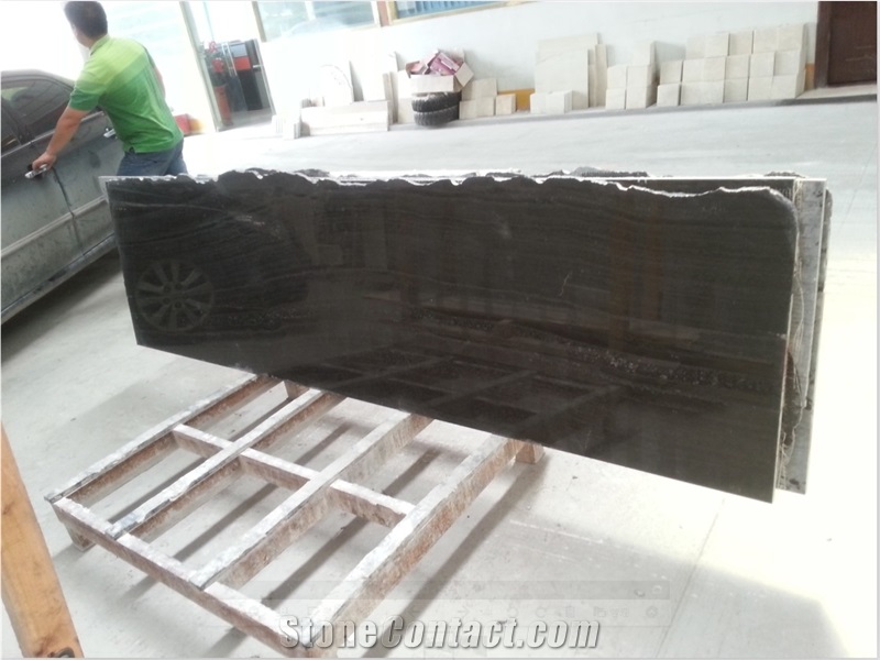 Black Wooden Marble Slabs & Tiles, China Black Marble