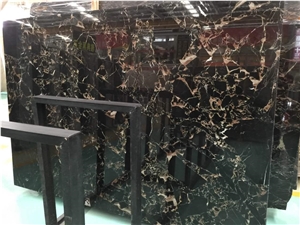 China High Polished Black Marble - Black Golden Flower Marble Tiles & Slabs