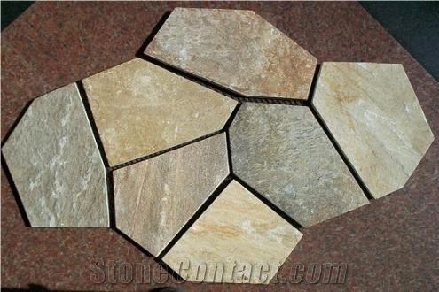 Nice Design Wooden Yellow Slate Pattern Slabs & Tiles, China Yellow Slate