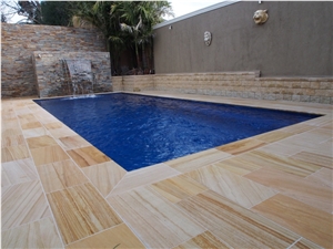 Quarry Owner Chinese Factory Teakwood Sandstone Pool Coping, Teakwood Yellow Sandstone Pool Coping