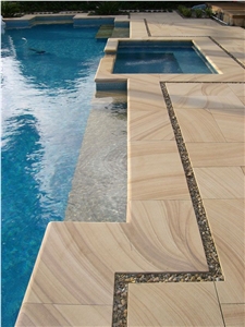 Quarry Owner Chinese Factory Teakwood Sandstone Pool Coping, Teakwood Yellow Sandstone Pool Coping