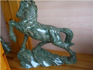 Green Jade Horse Artifacts,Carving Craft