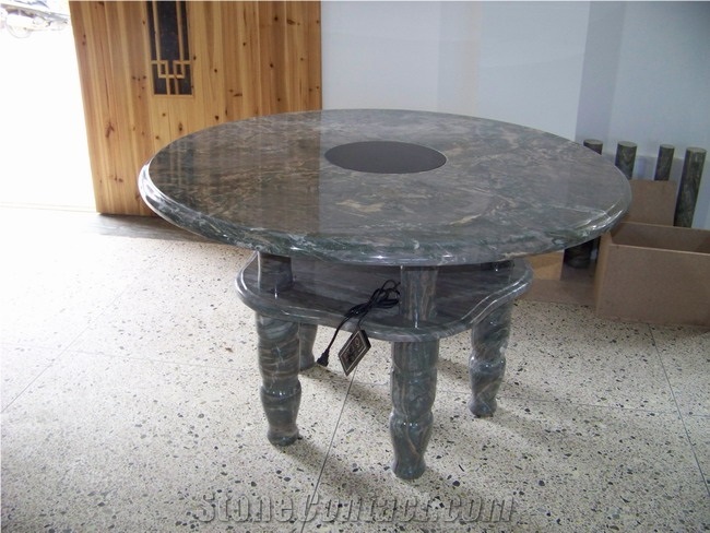 Round Green Jade Stone Table