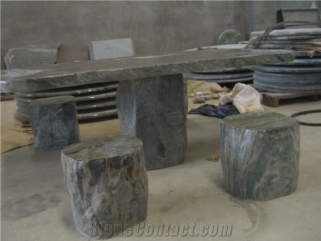 Stone Bench and Table, Exterior Furniture