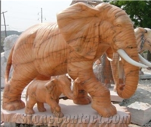Yellow Marble Animal Sculpture,Elephant Sculptue