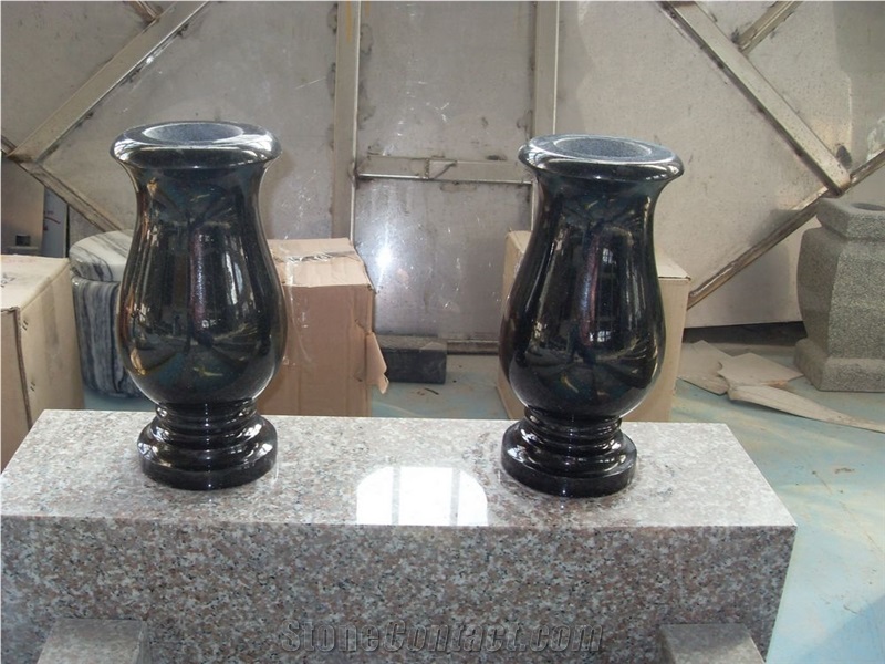 Black Granite Vases Monumental/Memorial Vases from China