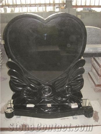 Engraved Rose Heart Tombstone, Headstone, Monument