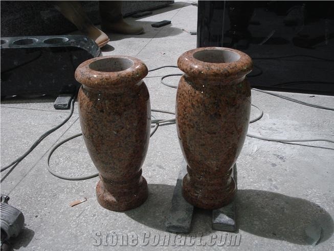 Tianshan Red Granite Cemetery Monumental Vases