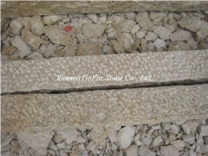G682 Granite Kerbstone,Sunset Gold Granite Curbs,Rough Picked Road Side Stone Kerbs