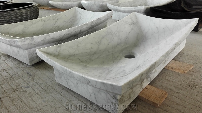 Carrara White Marble Wash Basin Rectangle Sinks