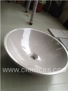 Cinderella Grey Marble Vessel Sink Round Wash Bowl