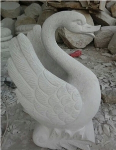 G655 White Granite Garden Swan Animal Sculpture