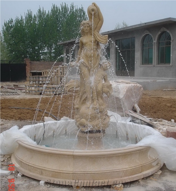 Carved Yellow Limestone Fountain,Sphere Fountains