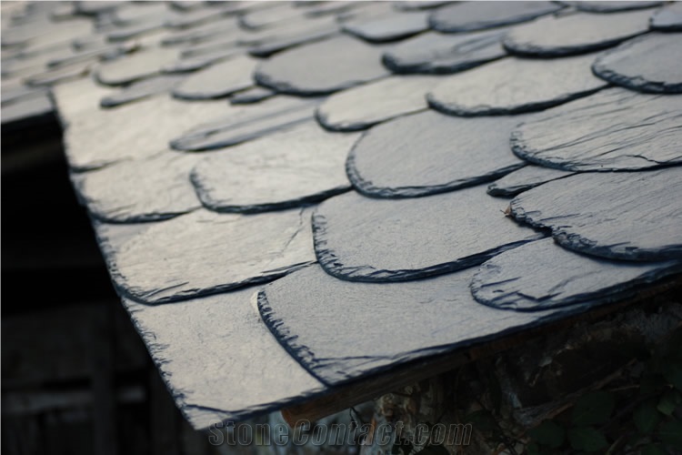 Pizzara Assulo Slate Roof Tiles, Black Spanish Slate Roof Tiles