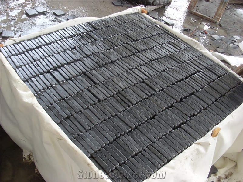 G654 Dark Grey Granite Paver Tumbled Floor Cube Bricks