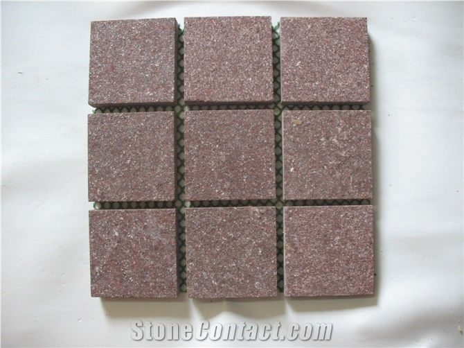 Red Porphyry Paver Cobbe Cube Granite Setts