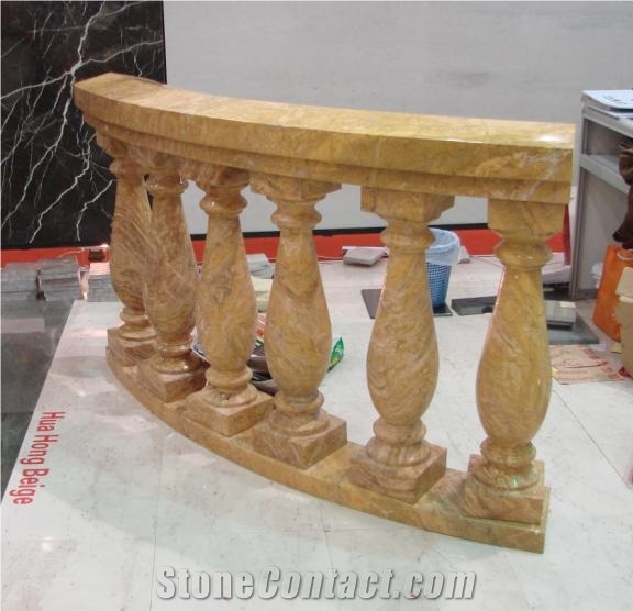 Empire Gold Marble Balustrade Handrail Building Interior Stone, Marble Baluster