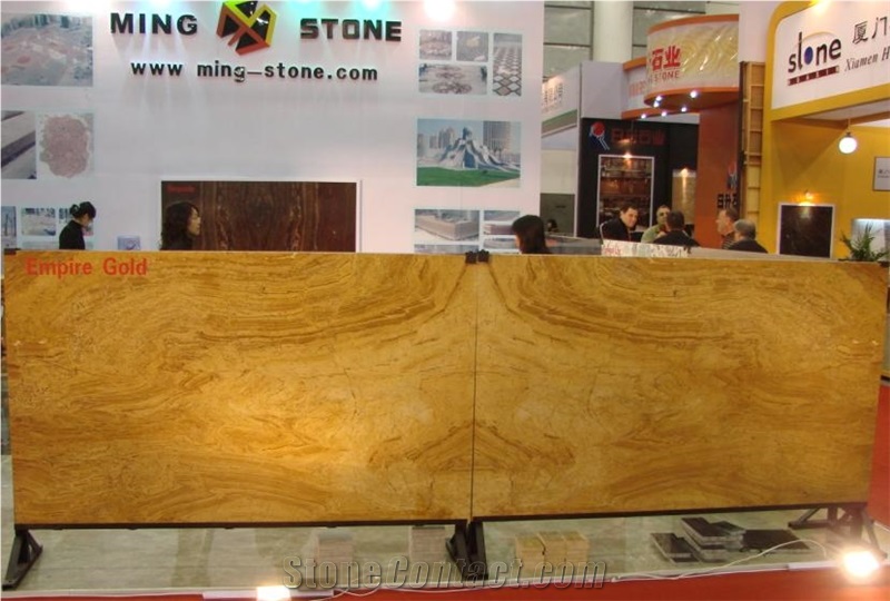 Empire Gold Marble Slabs Tiles Panel Wall Cladding Floor Covering Interior Stone Bookmatched