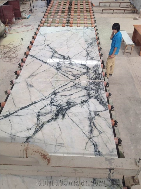 Arabescato Corchia Marble Slabs,Clivia White Marble Green Veins Floor Covering Pattern