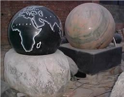 Ball Fountain with Map Waterfall Water Features