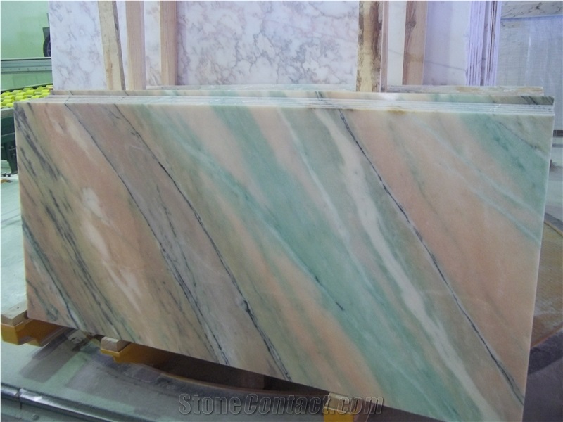 Rosa Portogallo, Pink Marble with Green Veins
