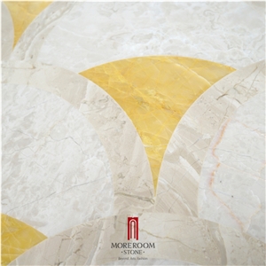 Oman Beige Onyx Waterjet Thin Marble Veneer Tiles
