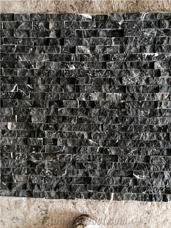 Selinus Black Marble Split Face Mosaic