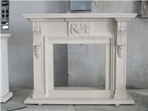 Galala Beige, Egypt Beige Marble Fireplace