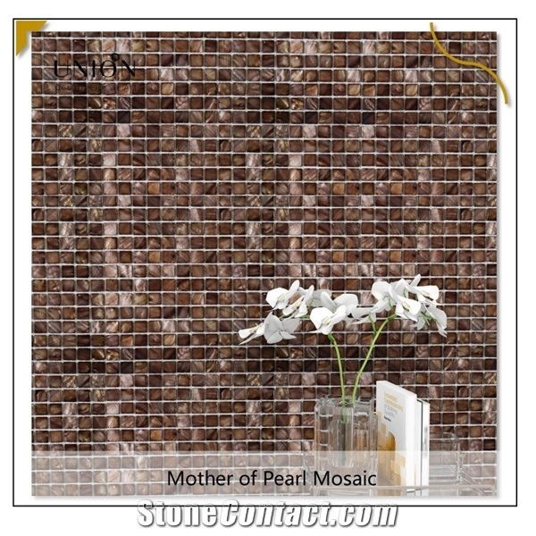 Luxury Decoration Shell Mosaic Tiles Coffee Brown Design