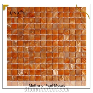 Orange Gold Pearl Shell Squared Mosaic Tile Perfect Color