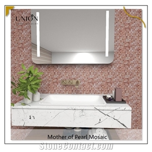 Pink Dyed Natural Shell Mosaic Tiles Easy Intstall Decor