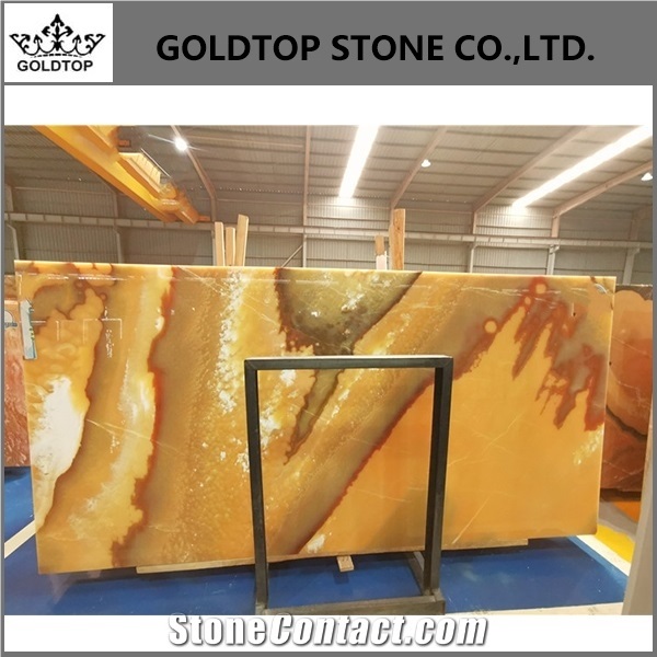 Natural Orange Yellow Onyx Slabs for Walling Cladding Tiles