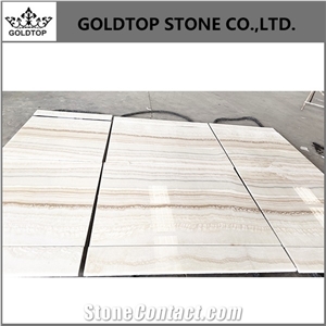 Polished Book Match White Wooden Onyx Wall Covering Tiles