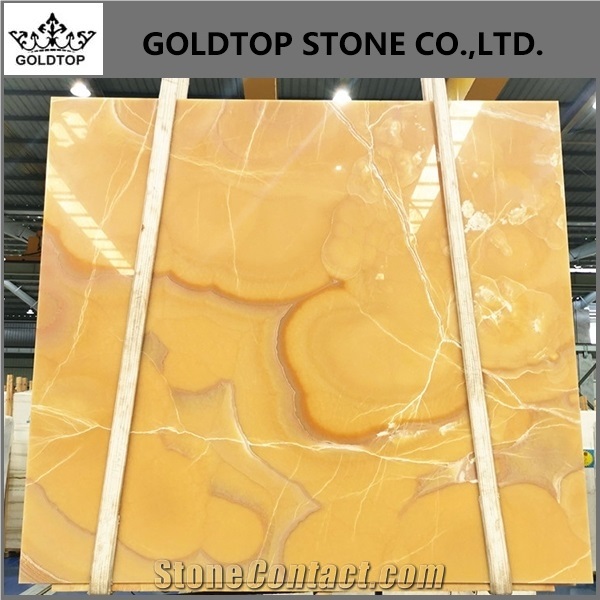 Polished Natural Yellow Onyx Slabs for Wall Flooring Tiles