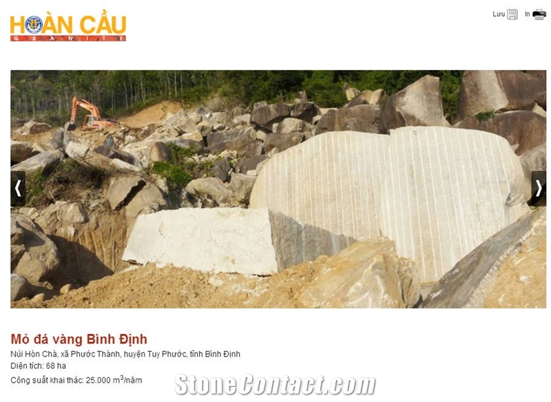 Yellow Binh Dinh Granite Quarry