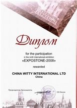 Certificate of participation in "Expostone-2008"