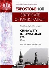 Certificate of participation in "Expostone 2010"