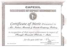 BEST EXPORT PERFORMANCE AWARD FROM CAPEXIL