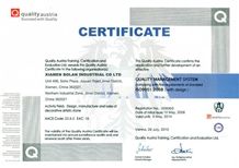 Certificate of Quality Management System ISO9001:2