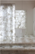 Nature white crystal panel in bathroom 