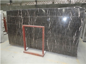 Xiamen China Chinese Brown Tiny Marble Slabs & Tiles Flooring Honed Vein and Cross Cut Different Patterns